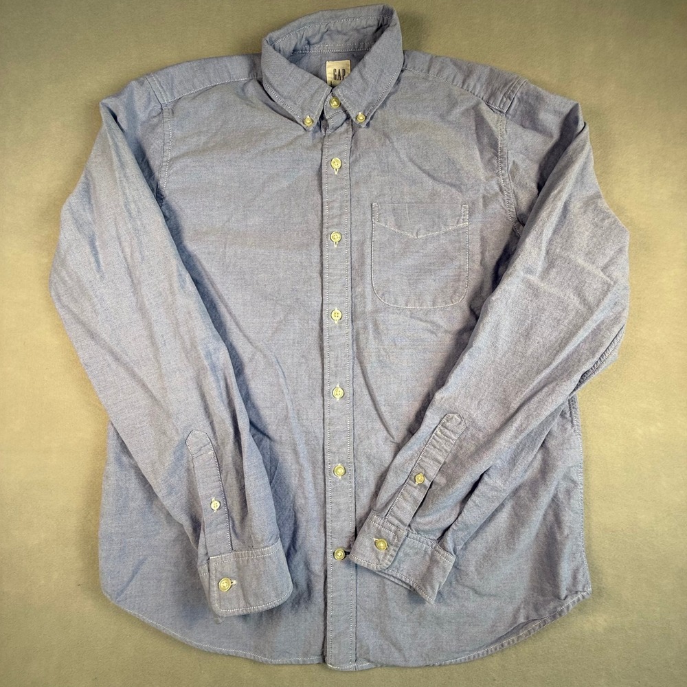 Gap Mens Oxford Shirt Blue Long Sleeve Button Down Cotton Casual Medium